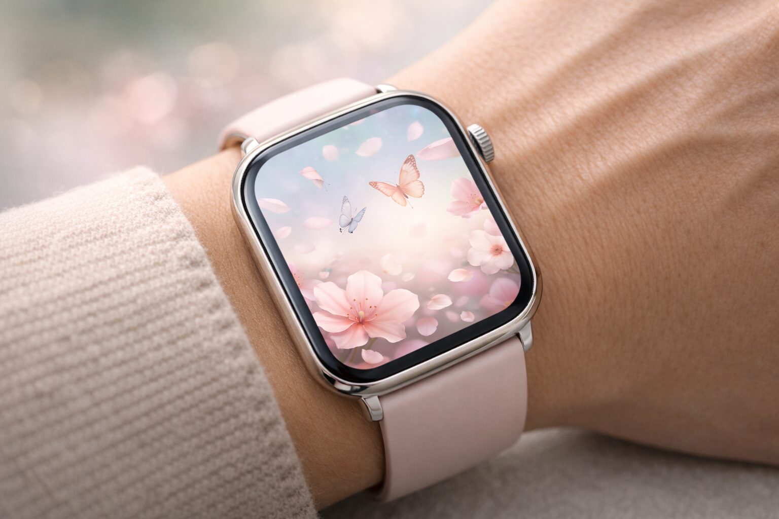 かわいいモーション花と蝶