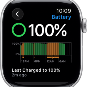 Apple Watchのバッテリー設定画面と充電状態の確認イメージ