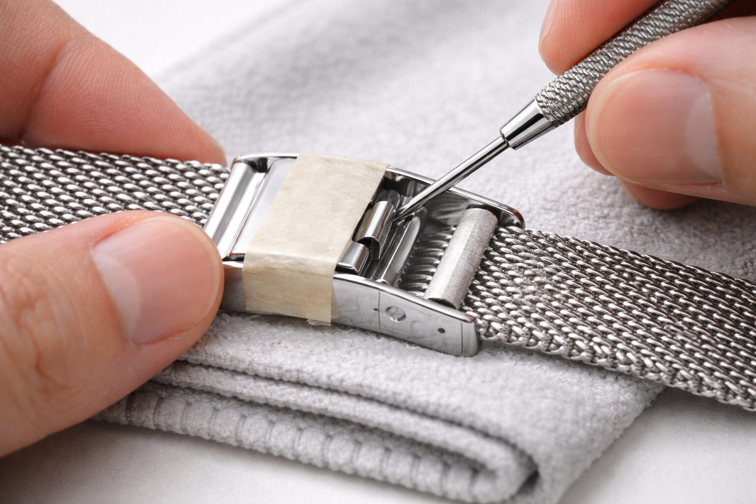 固いバックルのロック解除