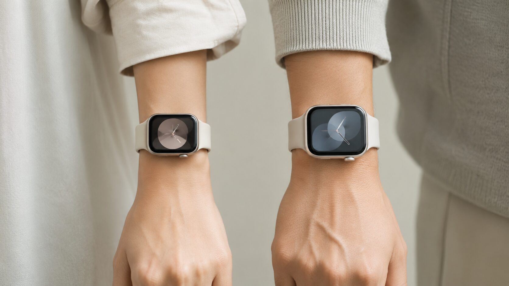 アップルウォッチSE3の40mmと44mmを手首に装着したサイズ比較