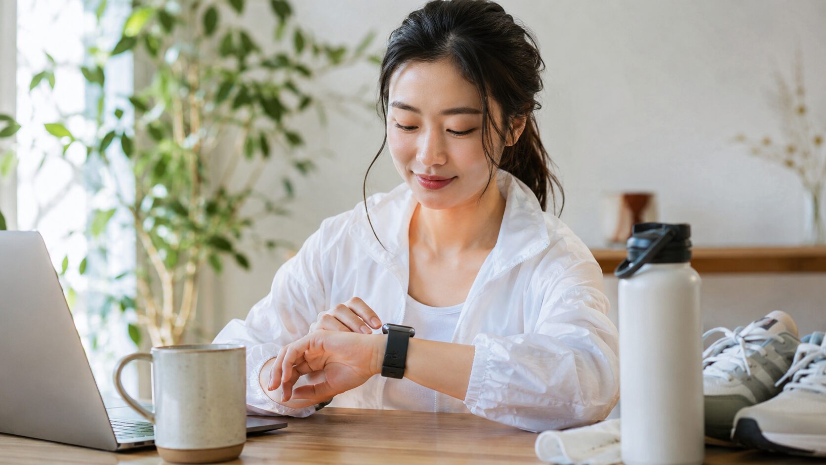 バッテリー寿命が気になり充電器にアップルウォッチを置く日本人男性